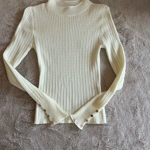 Love Tree Ivory Ribbed Knit Top